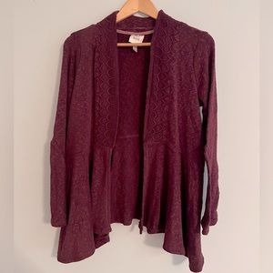 Knox Rose, open front, maroon, cardigan (size S) new/perfect condition